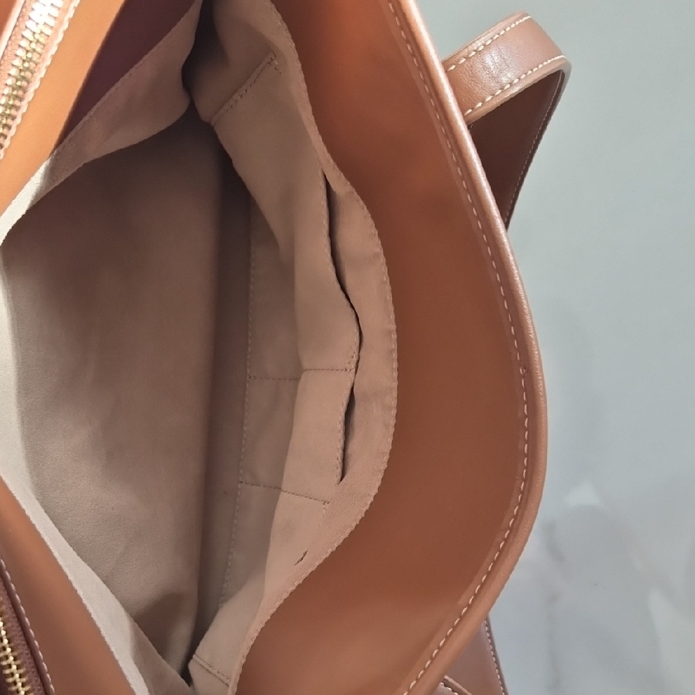Beige and Brown Canvas Tote Bag - Picture 6 of 10